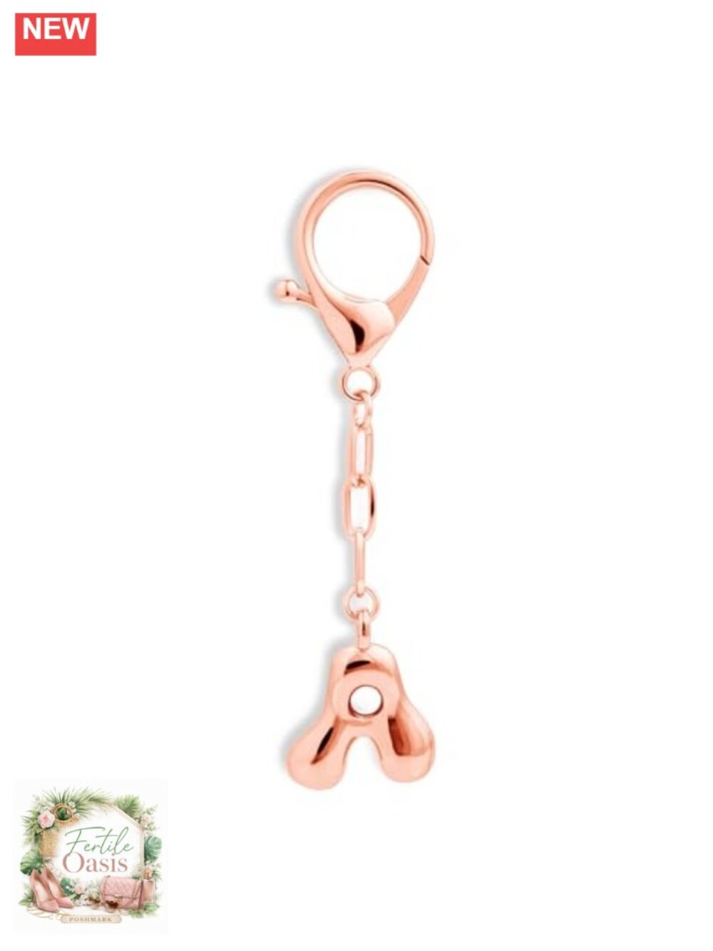 Personalized Initial Keychain 14K Gold Plated Bag Charm Purse Accessory Gift